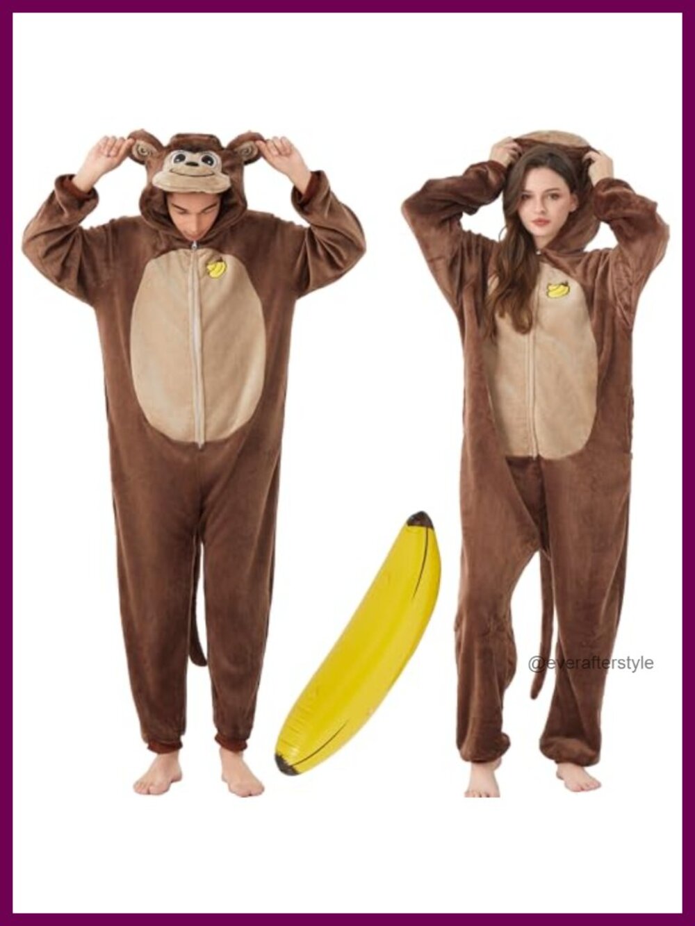 Adult Monkey Onesie Costume Flannel Pajamas Halloween Sleepwear